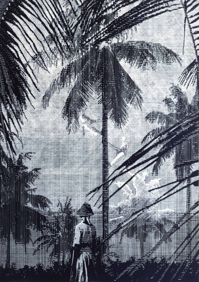 Mark (blue), 59 x 42 cm, Linocut, 2022, Edition of 9 + 2